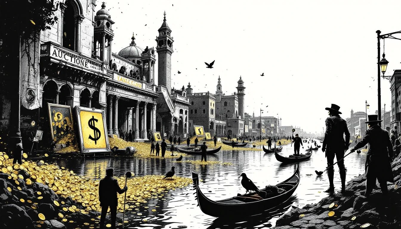 Illustration for: Canaletto's $44 Million Postcard: When Tourist Kitsch Becomes Investment-Grade Wallpaper