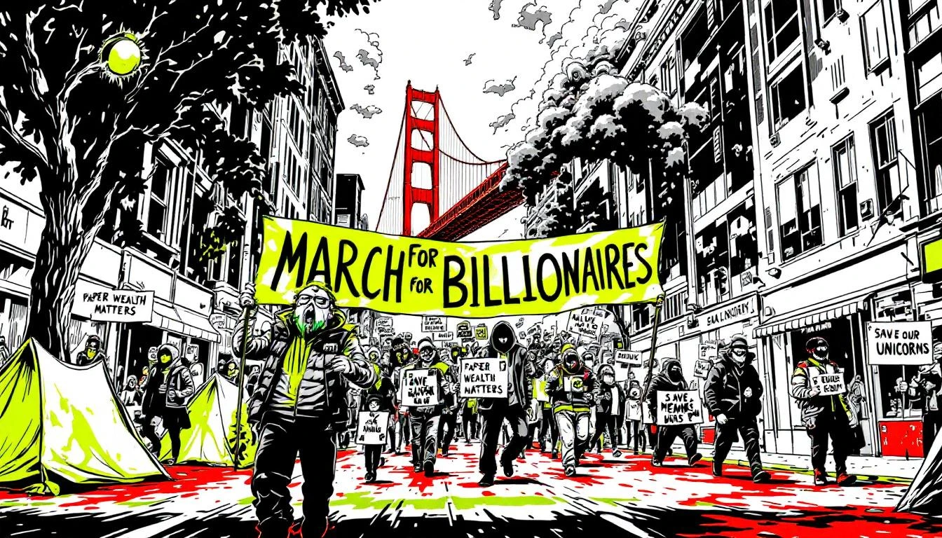 Illustration for: The March of the Paper Martyrs: Tech Bro Discovers Class Consciousness, Chooses Wrong Side