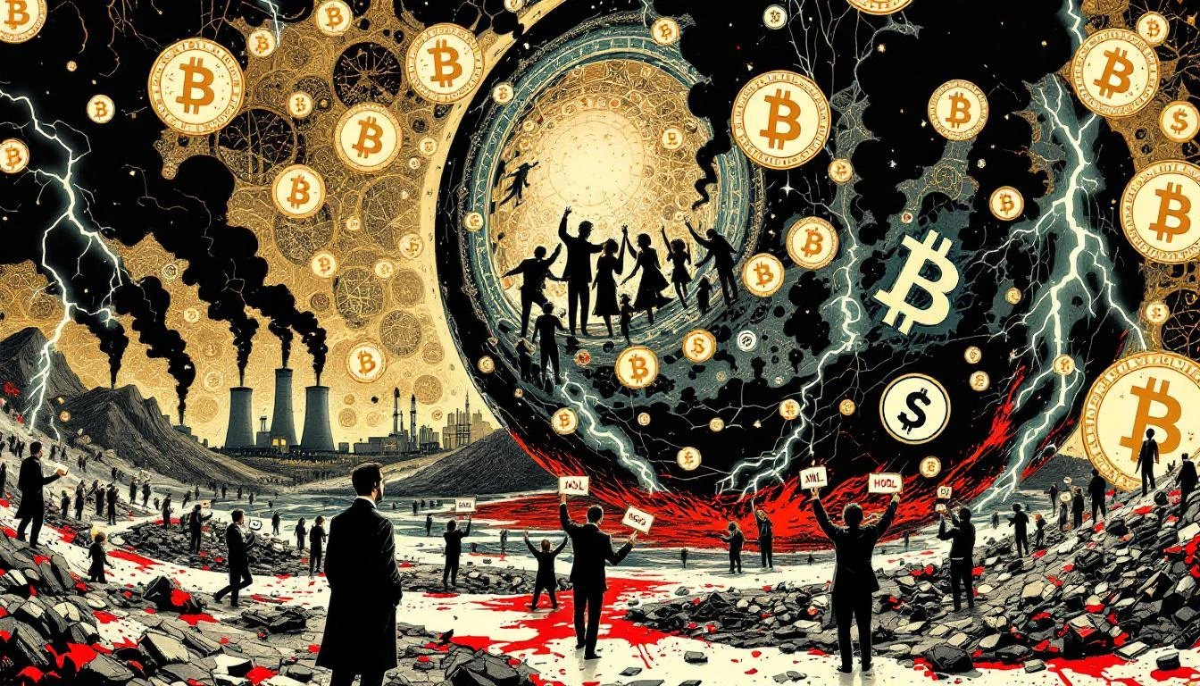 Illustration for: The Immaculate Conception of Worthlessness: How Crypto Bros Accidentally Reinvented Every Financial Disaster They Claimed to Fix