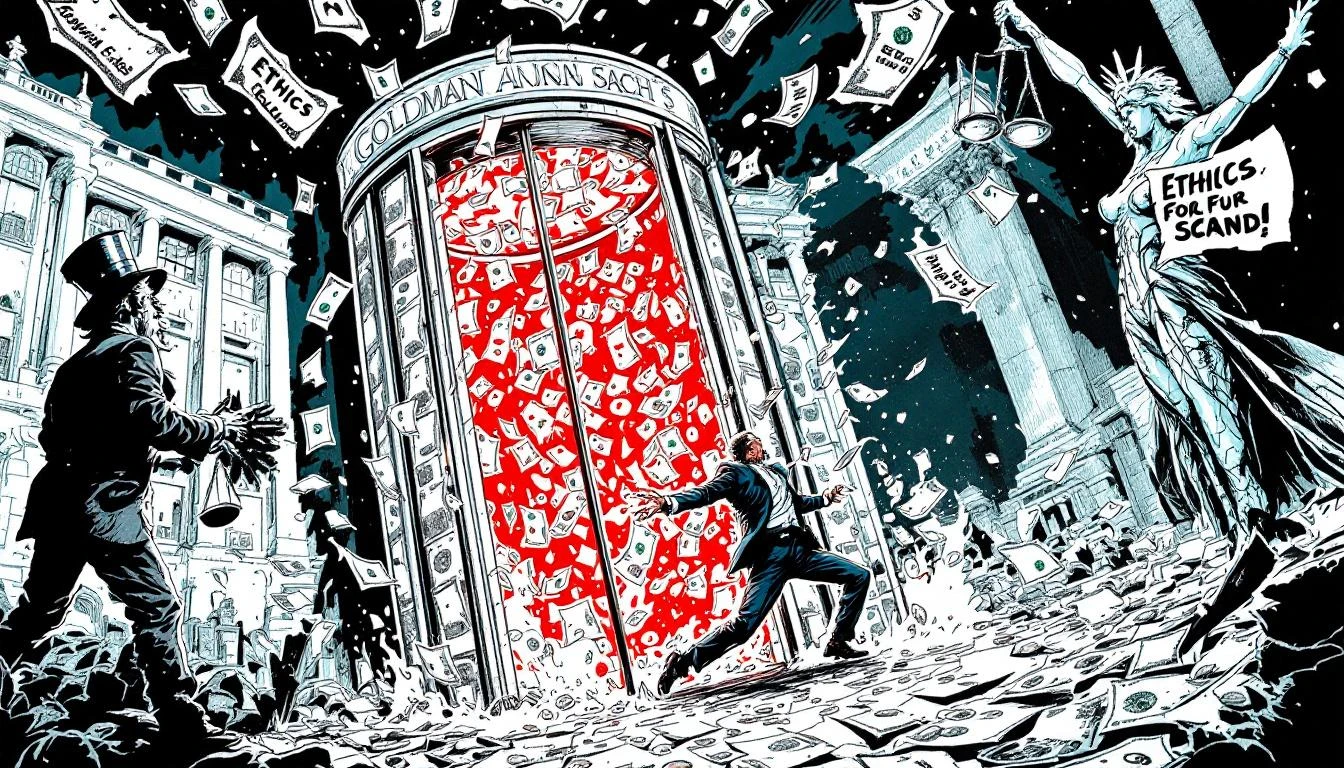 Illustration for: The Revolving Door Spins Straight to Hell: How Obama's Ethics Czar Became Goldman's Epstein Problem