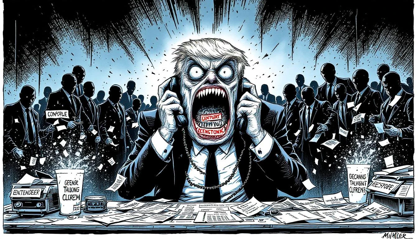 Illustration for: The Slur Heard Round the Swamp: Trump's Comms Chief Discovers You Can't Defend Epstein's Rolodex While Calling People Retards