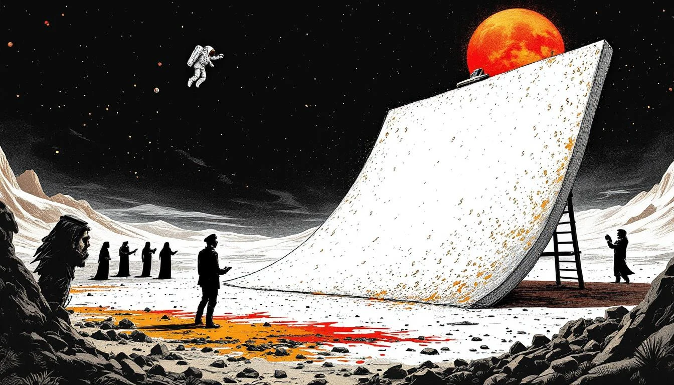 Illustration for: The Fifty-Thousand-Square-Meter Question Mark: Domingo Zapata's Desert Monument to Irrelevance