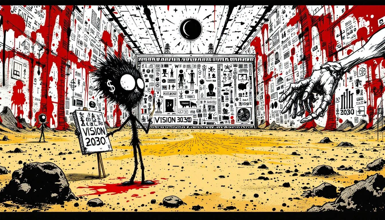 Illustration for: Nine Football Fields of Delusion: The Petrostate Sistine Chapel Nobody Asked For