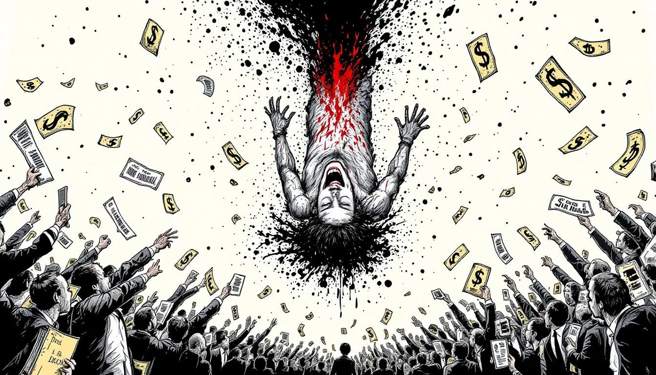 Illustration for: The Invisible Hand Job: How Performance Art Learned to Stop Worrying and Love the Market