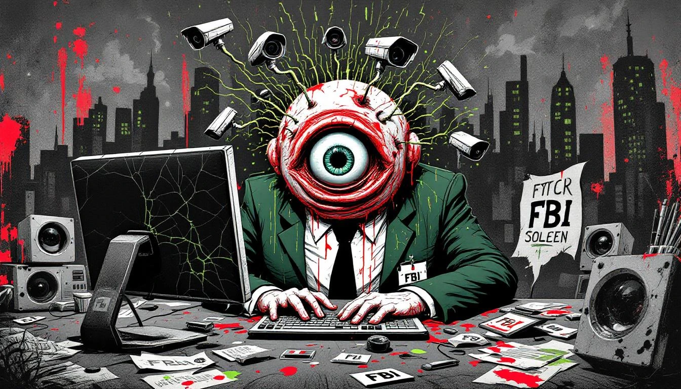 Illustration for: The Panopticon Gets Pantsed: FBI's Spy Network Hacked in Delicious Act of Cosmic Justice