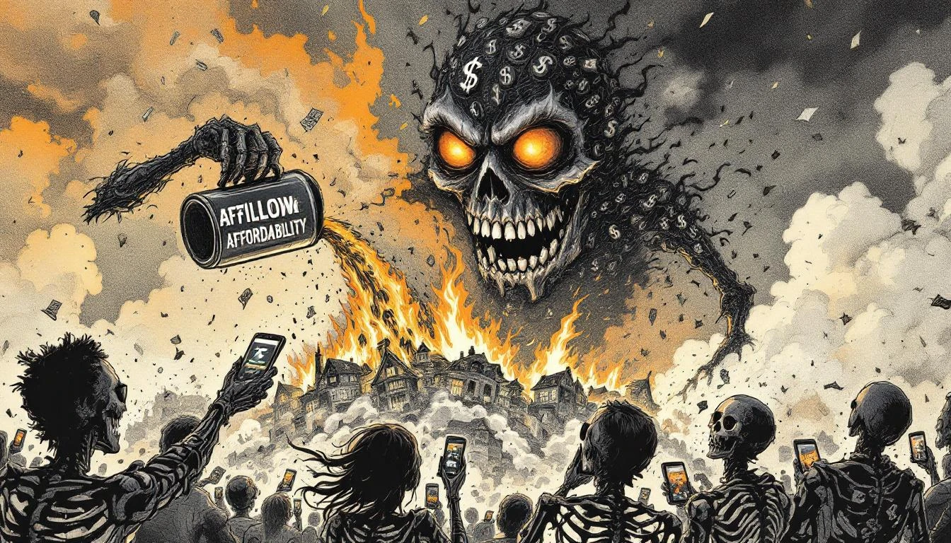 Illustration for: Zillow Announces Affordability Breakthrough: Serfs May Now Afford Cardboard